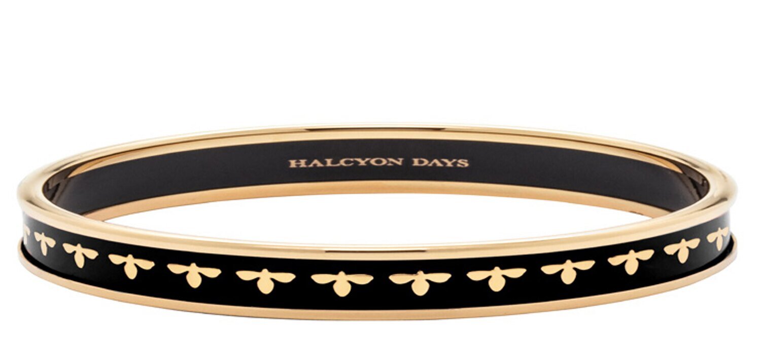 Halcyon Days 6mm Bee Black Gold Medium Bangle Bracelet PBBEE0206GM, MPN: PBBEE0206GM,