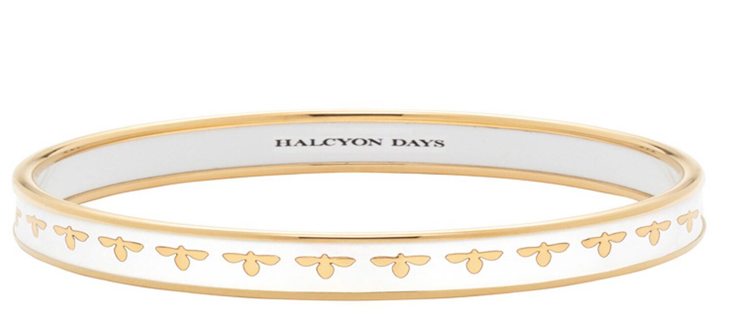 Halcyon Days 6mm Bee Cream Gold Medium Bangle Bracelet PBBEE0406GM