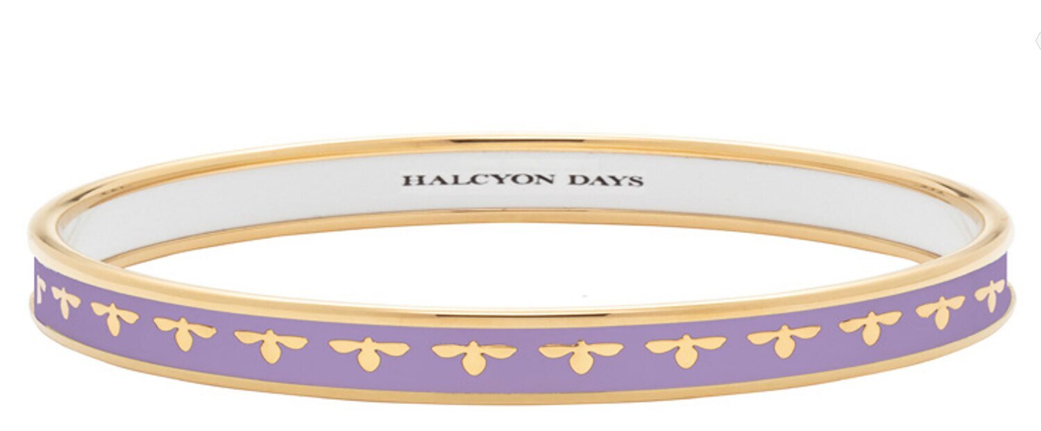 Halcyon Days 6mm Bee Lavender Gold Medium Bangle Bracelet PBBEE2706GM