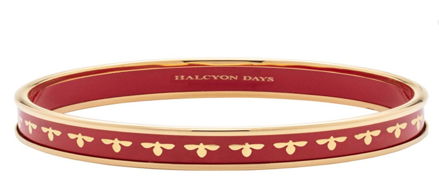 Halcyon Days 6mm Bee Red Gold Medium Bangle Bracelet PBBEE0606GM
