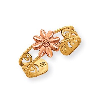 Flower Toe Ring 14k Two-Tone Gold D3091, MPN: D3091, 883957202587