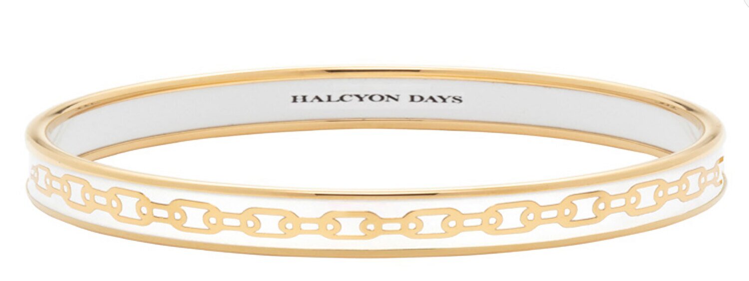 Halcyon Days 6mm Chain Cream Gold Medium Bangle Bracelet PBCHA0406GM