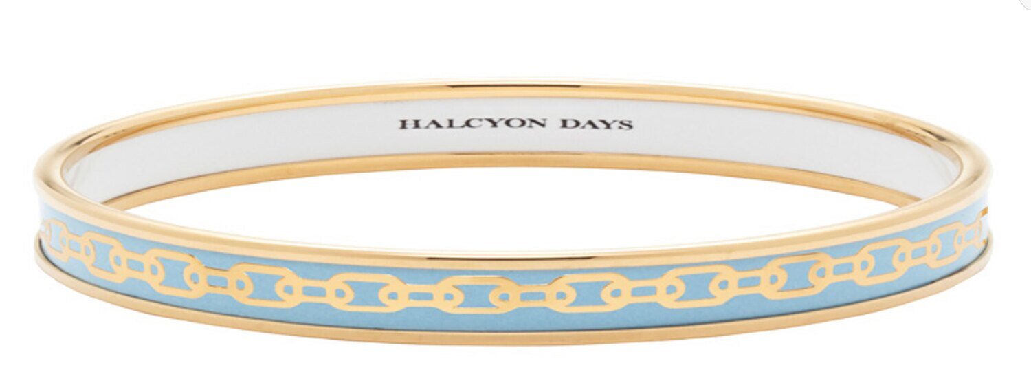 Halcyon Days 6mm Chain Forget me Not Small Bangle Bracelet PBCHA1206GS