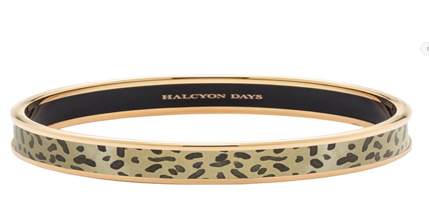 Halcyon Days 6mm TR Leopard Beige Gold Small Bangle Bracelet PBTRA0106GS