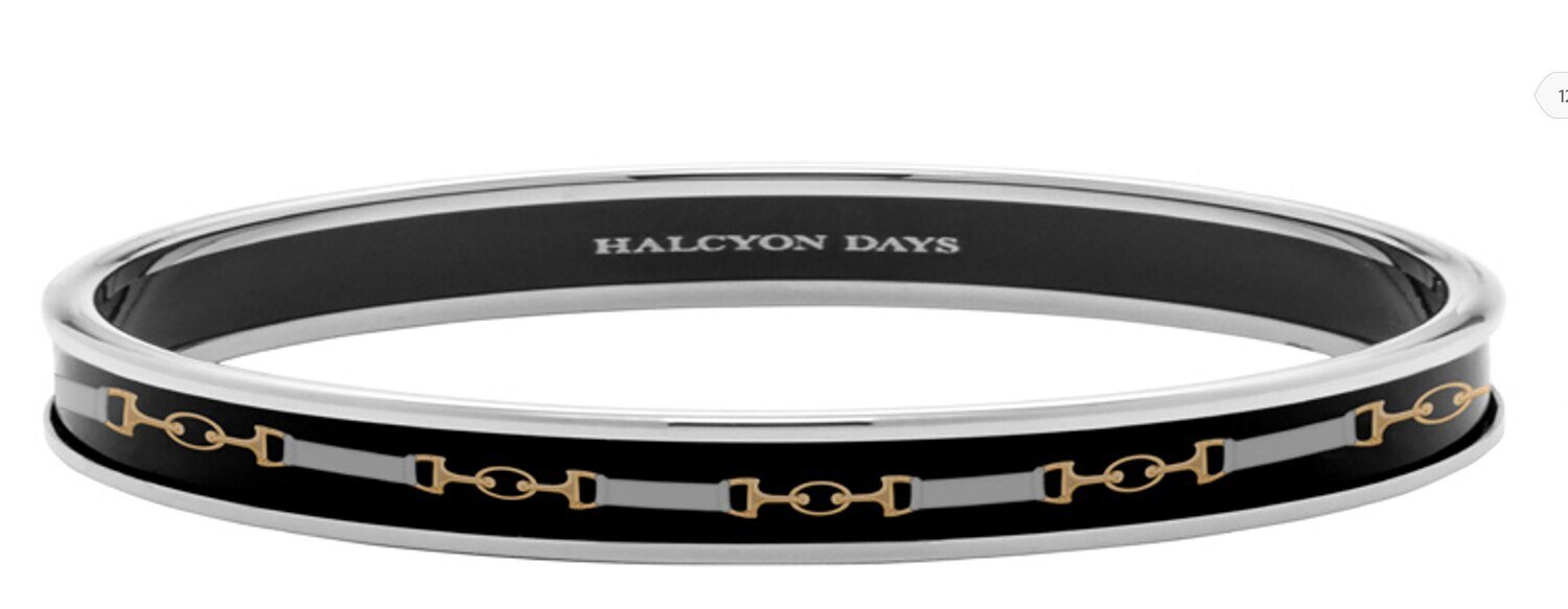 Halcyon Days 6mm Bridle Black Palladium Medium Bangle Bracelet PBBRD0206PM