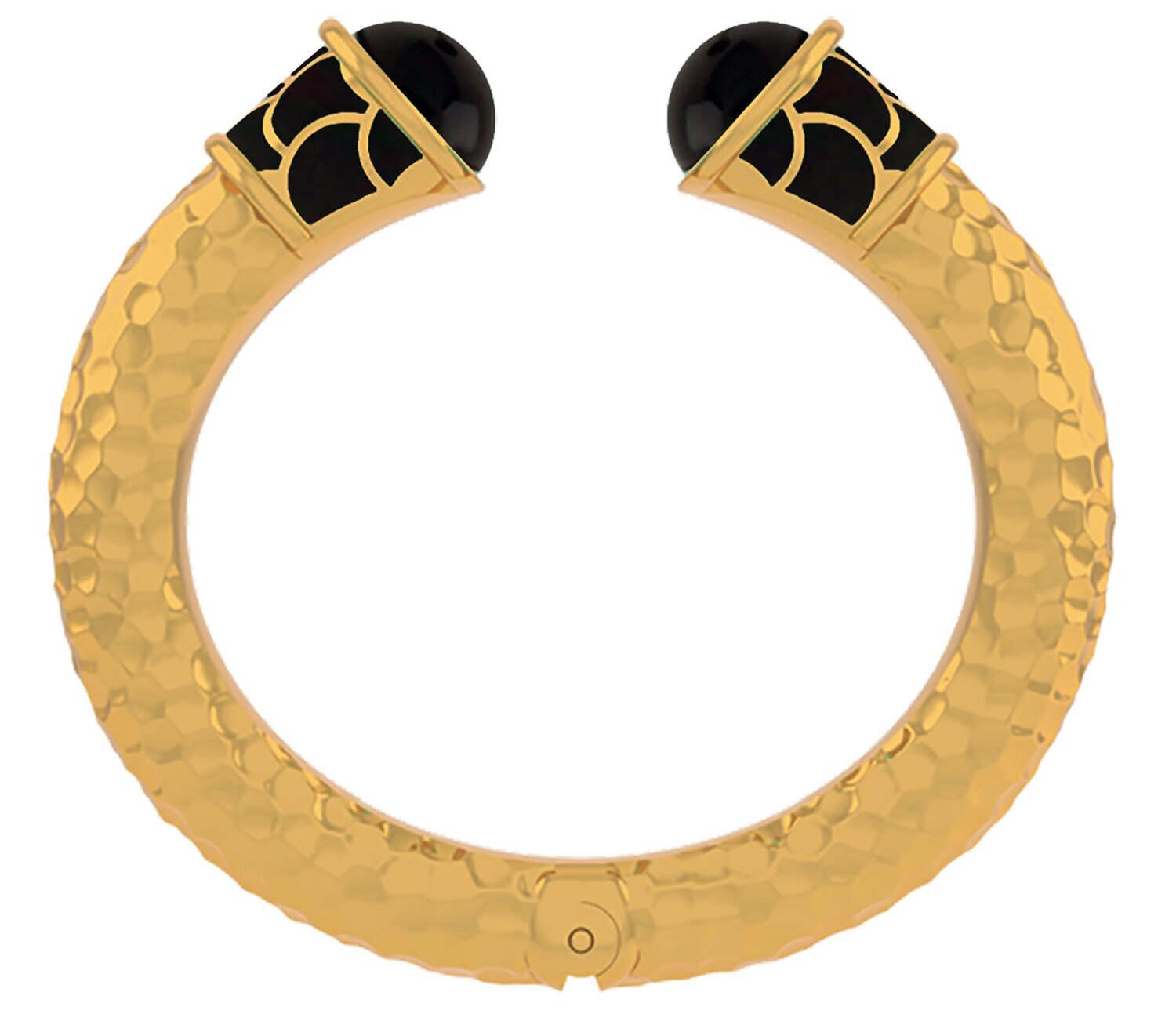 Halcyon Days Etruscan Black Gold Hinged Torque Bangle Bracelet BRETR02SHTG
