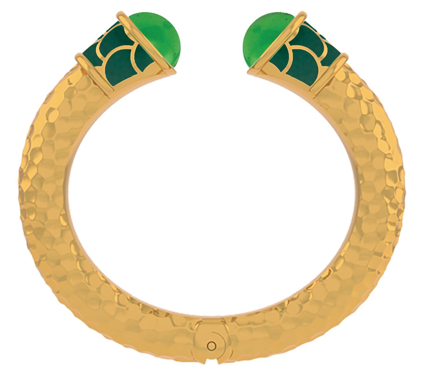 Halcyon Days Etruscan Emerald Jewel Gold Hinged Torque Bangle Bracelet BRETR09SHTG