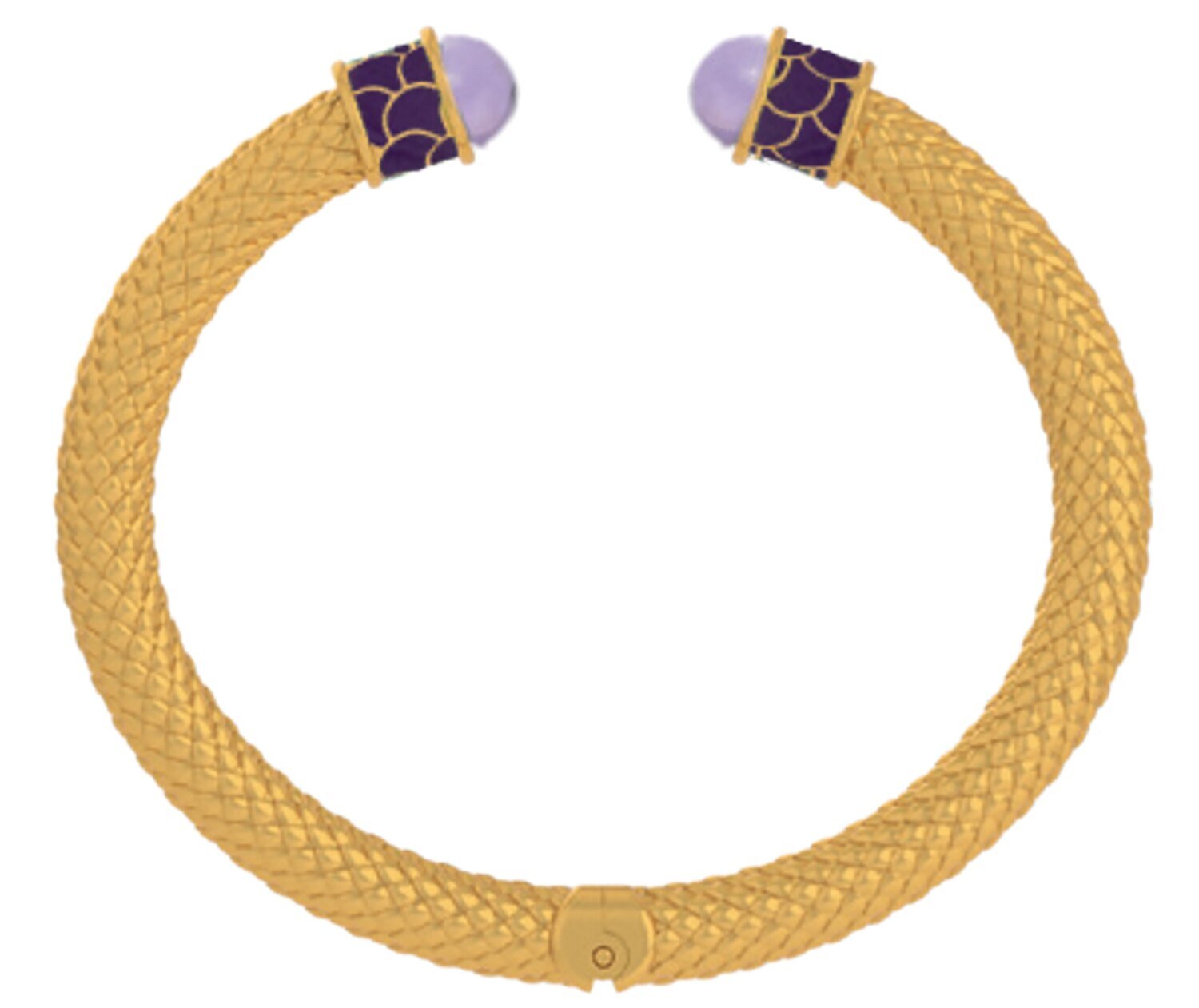 Halcyon Days Minoan Amethyst Jewel Gold Hinged Torque Bangle Bracelet BRMIN13SHTG