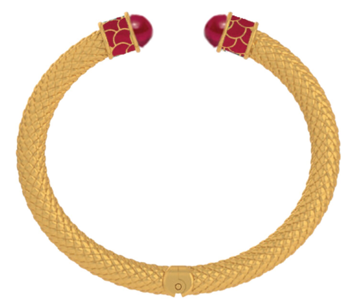 Halcyon Days Minoan Ruby Jewel Gold Hinged Torque Bangle Bracelet BRMIN36SHTG