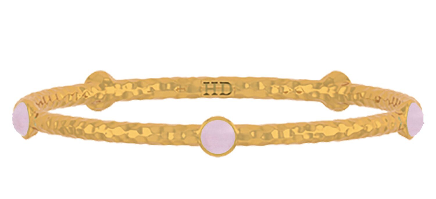 Halcyon Days Cabochon Rose Quartz Jewel Gold Torque Bangle Bracelet BPCAB26HTG, MPN: BPCAB26HTG,