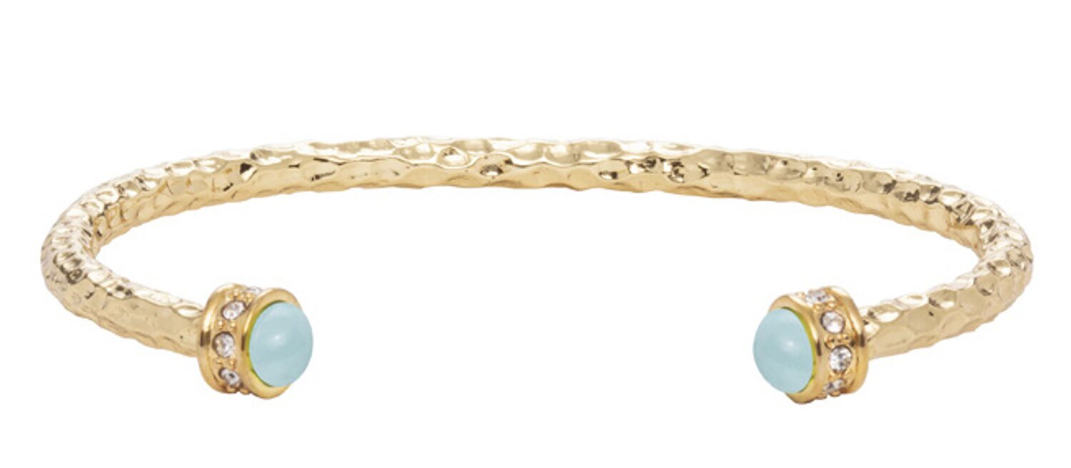 Halcyon Days Hammered Aquamarine Gold Torque Bangle Bracelet BRSHS30HTG