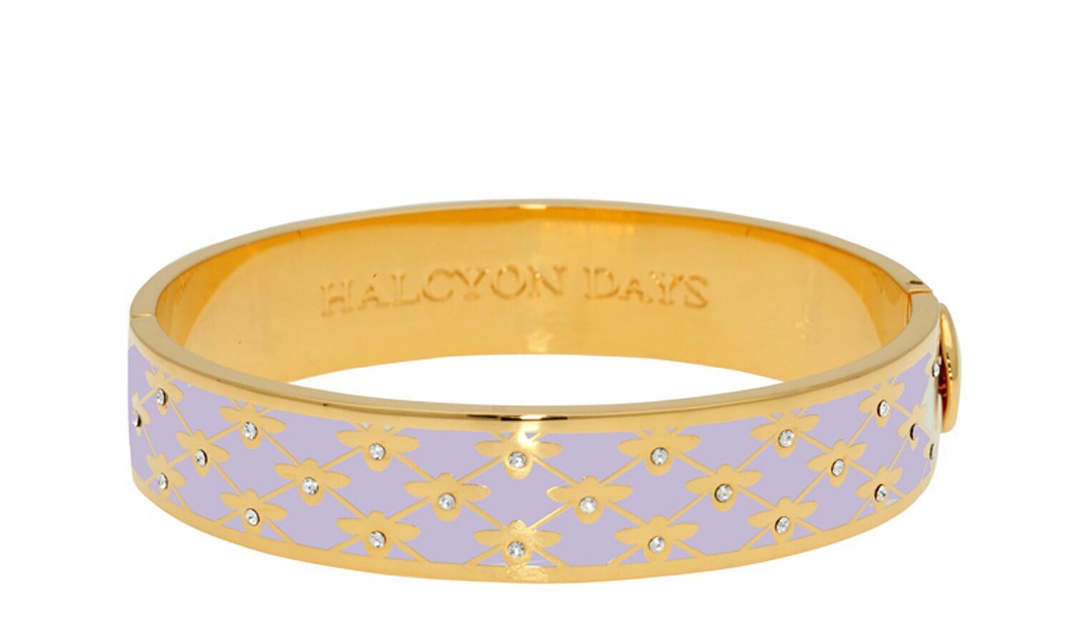 Halcyon Days 13mm Bee Sparkle Lavender Gold Hinged Bangle Bracelet HBBES2713G