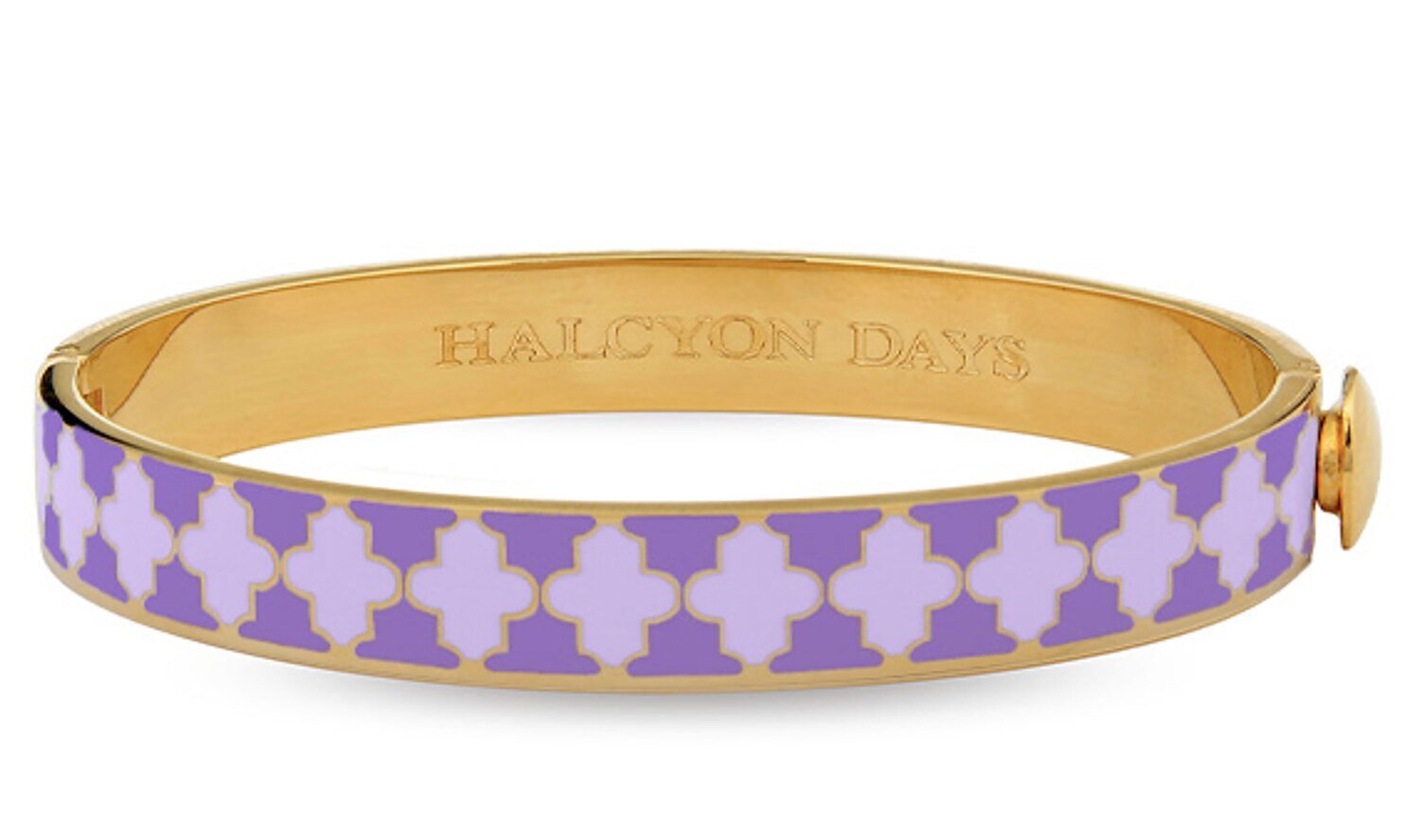 Halcyon Days 1cm Agama Lavender &amp; Lavender Gold Hinged Bangle Bracelet HBAGA272710G, MPN: HBAGA2727…