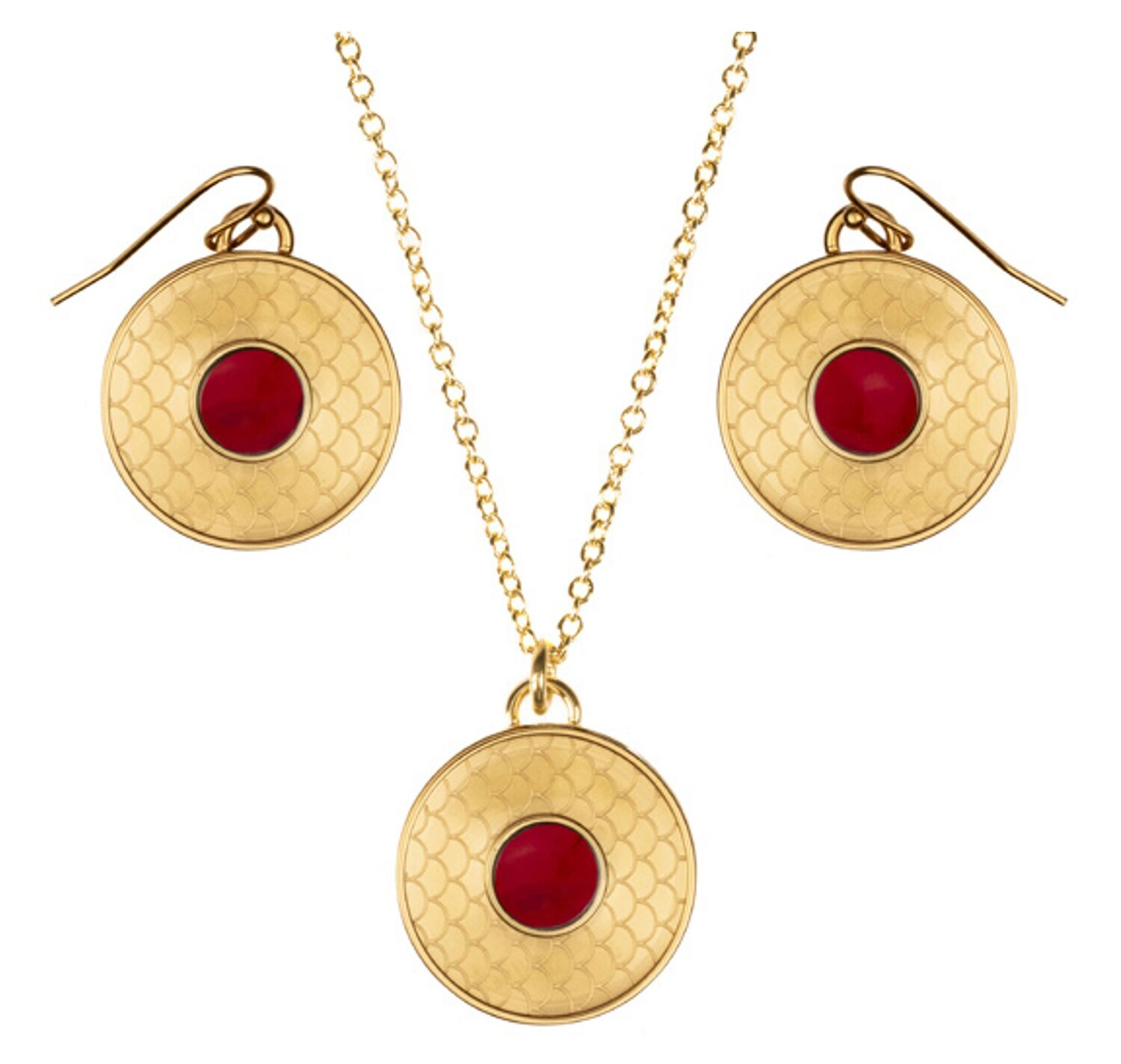 Halcyon Days Salamander Cabochon Ruby Gold Necklace &amp; Earrings Set PESAC36SET, MPN: PESAC36SET,