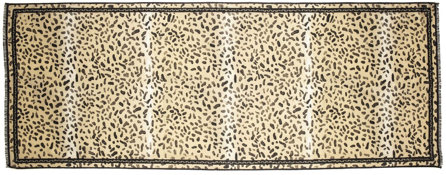 Halcyon Days TR Leopard Beige 170cm x 65cm Wool Silk Long Scarf SATRL01WS65, MPN: SATRL01WS65, 5056…