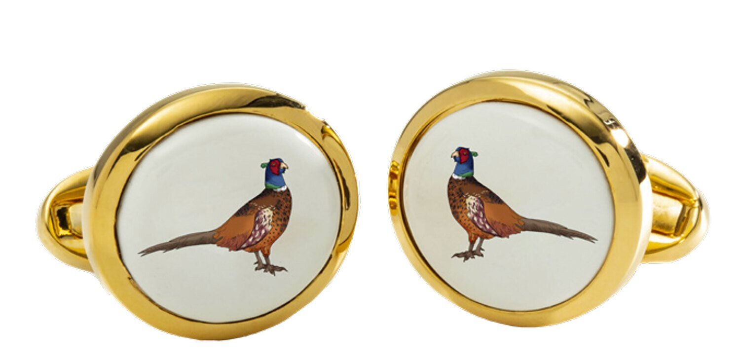 Halcyon Days Pheasant Round Gold Cuff Braceletlinks CLPHE05RDG, MPN: CLPHE05RDG,