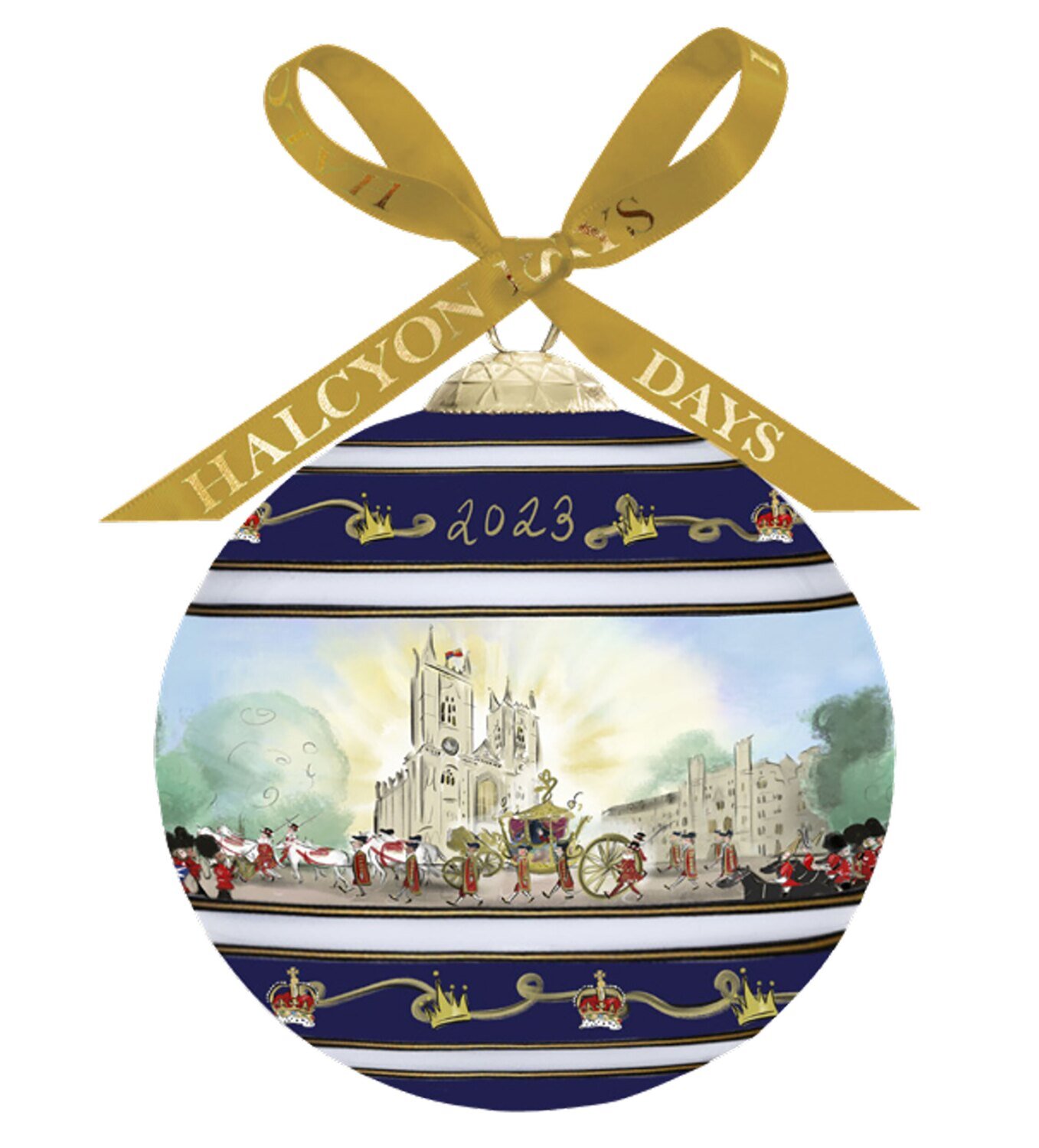 Halcyon Days TR Coronation at Westminster Abbey 4" Large Bauble Ornament LE 500 BCCWA01XBLN