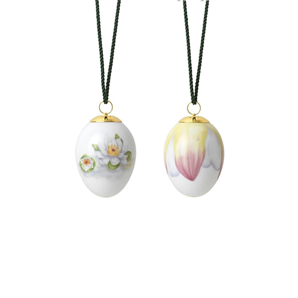 Royal Copenhagen Easter Egg Water Lilly Buds And Petals Set of 2 1066078