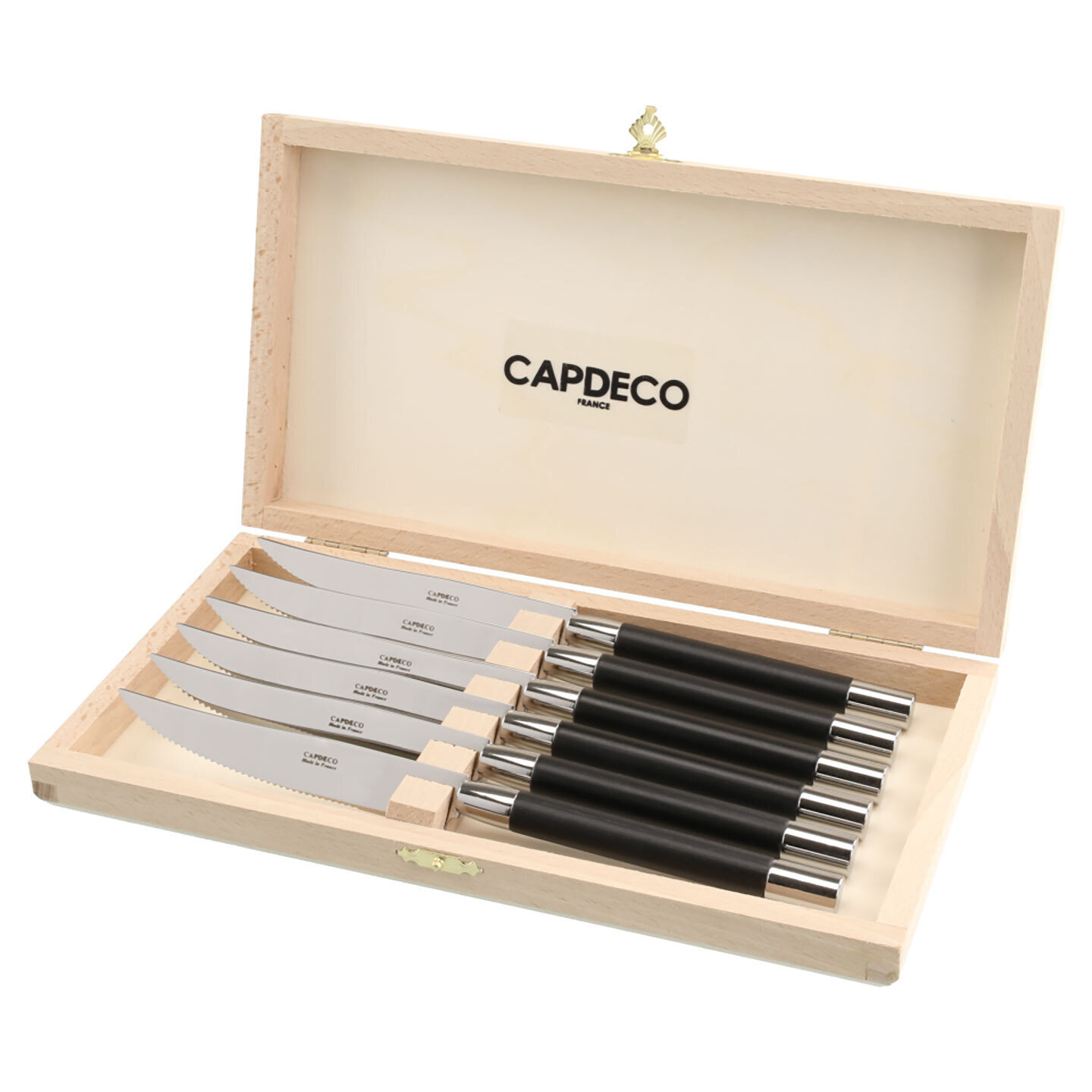 Capdeco Conty Black Wood Set of 6 Steak Knives CON78-6KS
