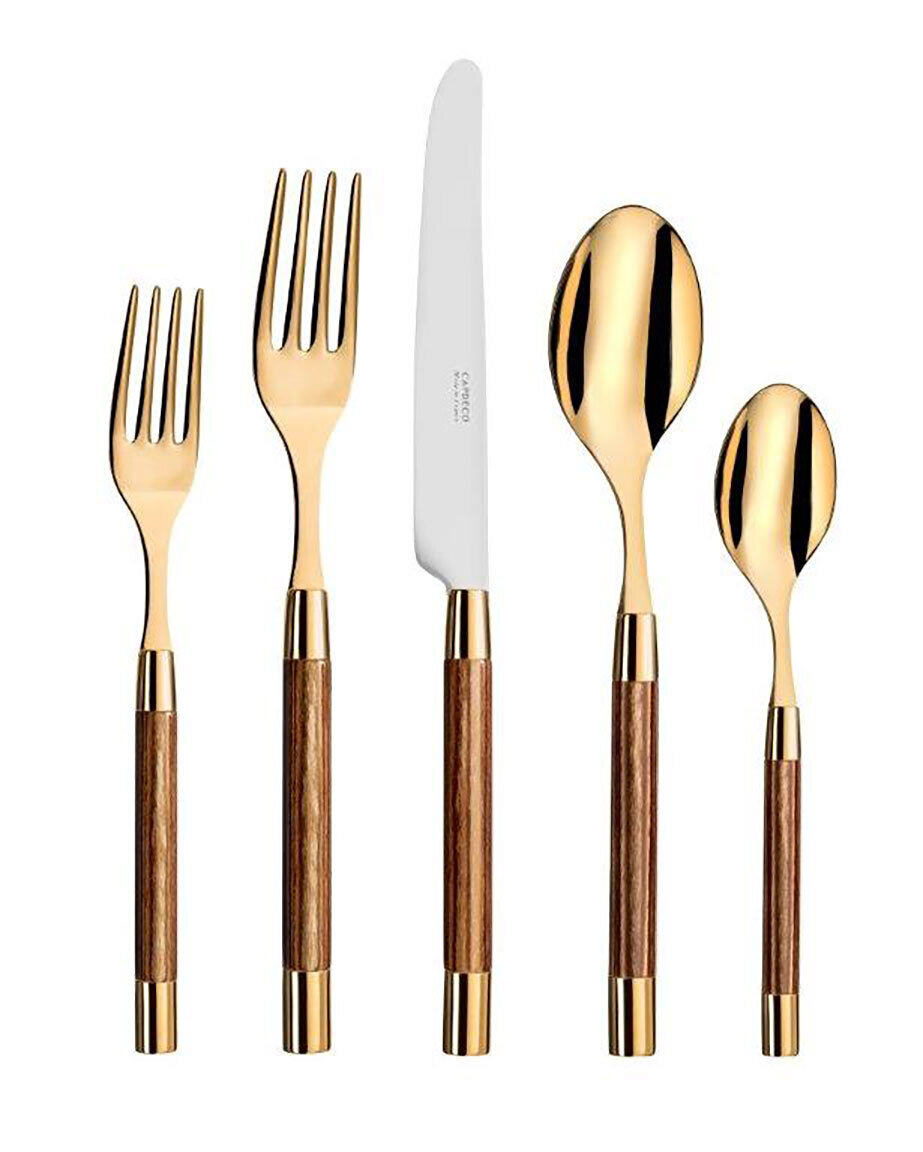 Capdeco Conty Gold Wood 5 Piece Place Setting CON9970-5SET, MPN: CON9970-5SET,