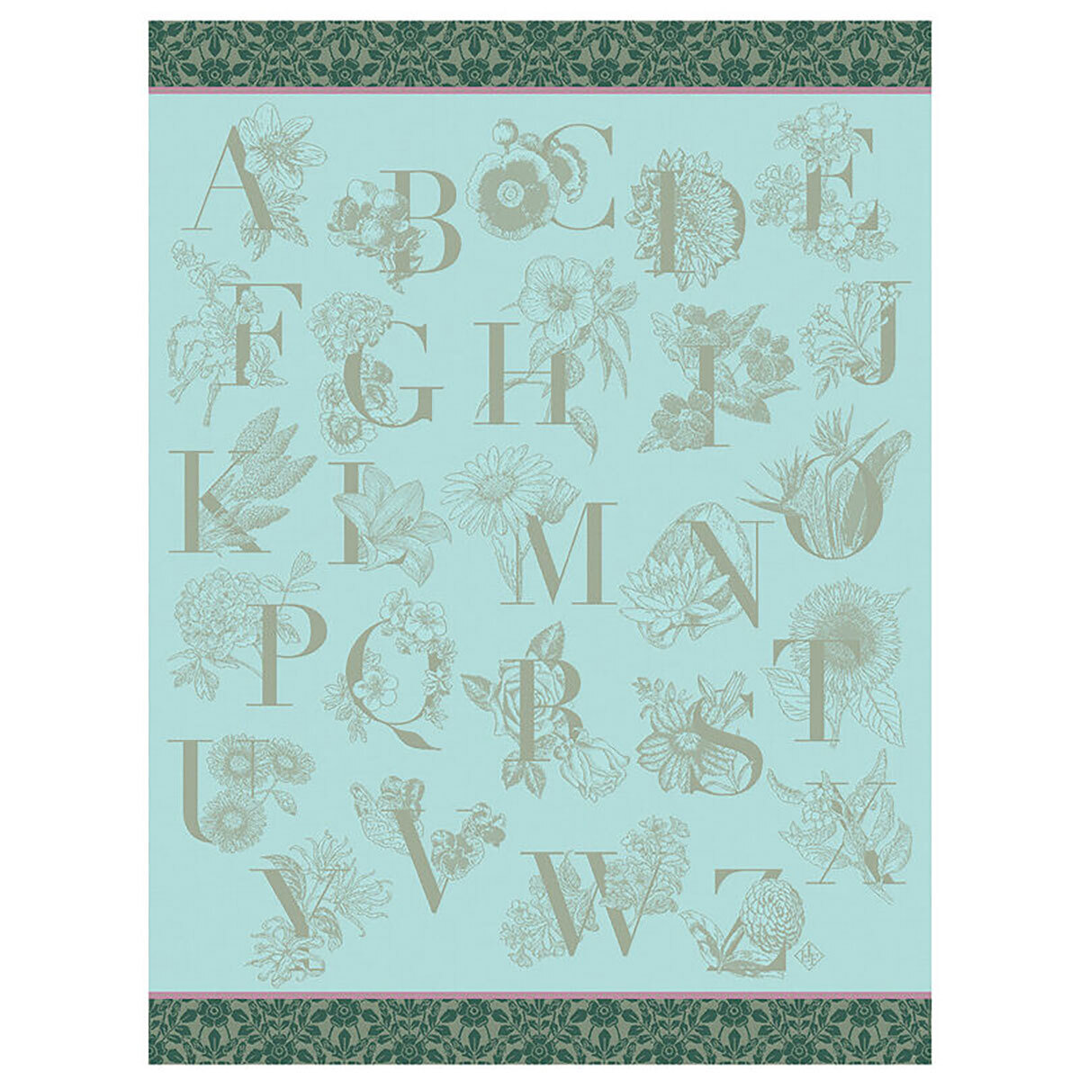 Le Jacquard Francais De A A Z Green Tea Towel 24 x 31 Inch 28559 Set of 4, MPN: 28559, 3660269285593
