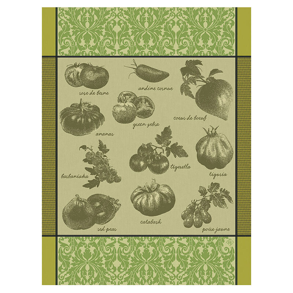 Le Jacquard Francais Tomates Etc Green Tea Towel 24 x 31 Inch 28547 Set of 4, MPN: 28547, 366026928…