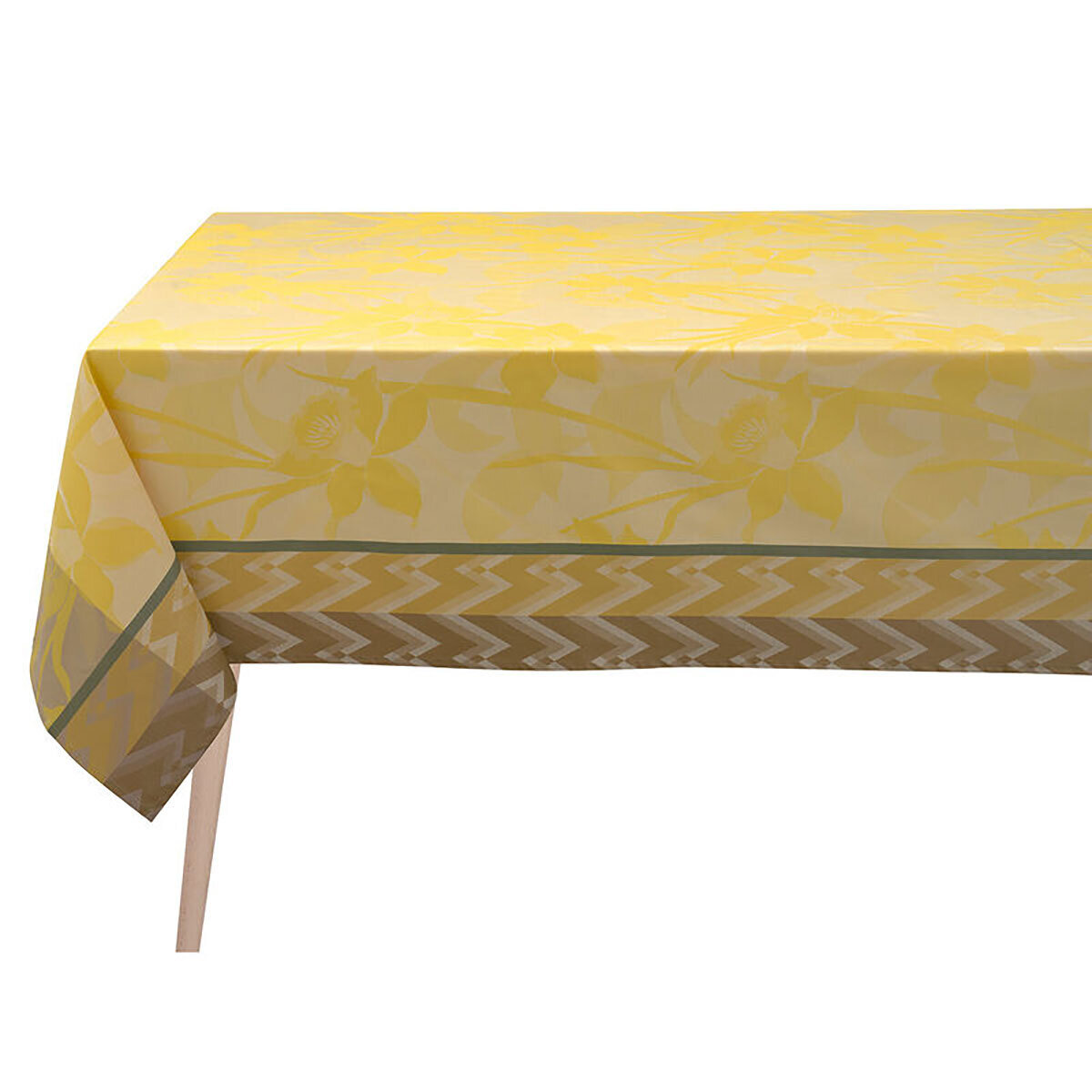 Le Jacquard Francais La Vie En Vosges Enduit Yellow Coated Tablecloth 69 x 126 Inch 28114, MPN: 281…