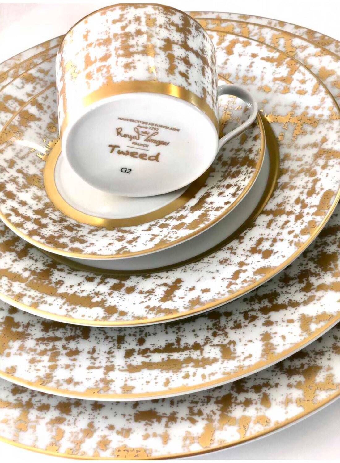 Royal Limoges Tweed White & Gold Dessert Plate B220-REC20848