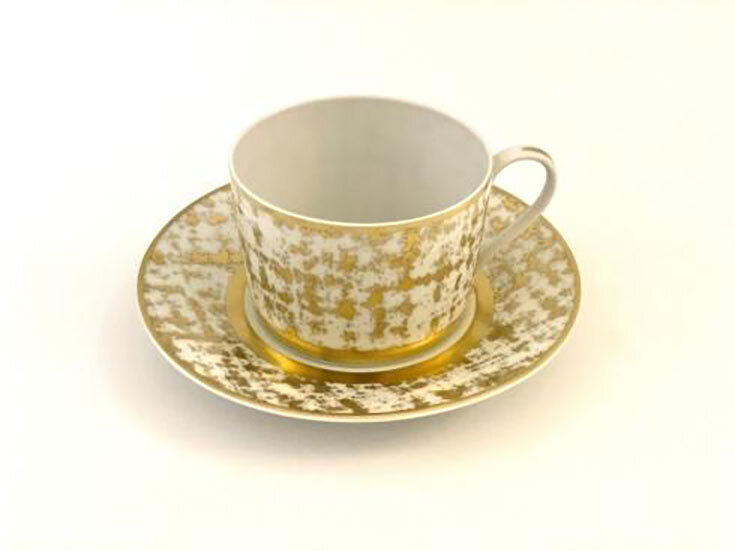 Royal Limoges Tweed White &amp; Gold Tea Cup R300-REC20848, MPN: R300-REC20848, 3700409926273