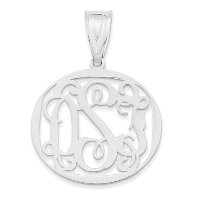 Monogram Circle Pendant 14k White Gold Laser High Polish XNA527W, MPN: XNA527W,