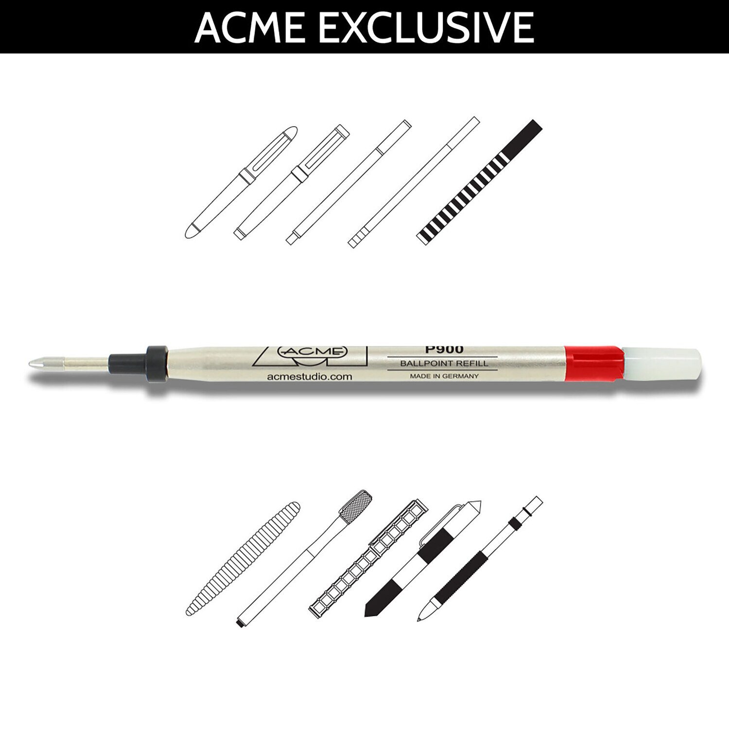 Acme Acme Ballpoint Hibiscus Red Refill PREFP900BPRD, MPN: PREFP900BPRD