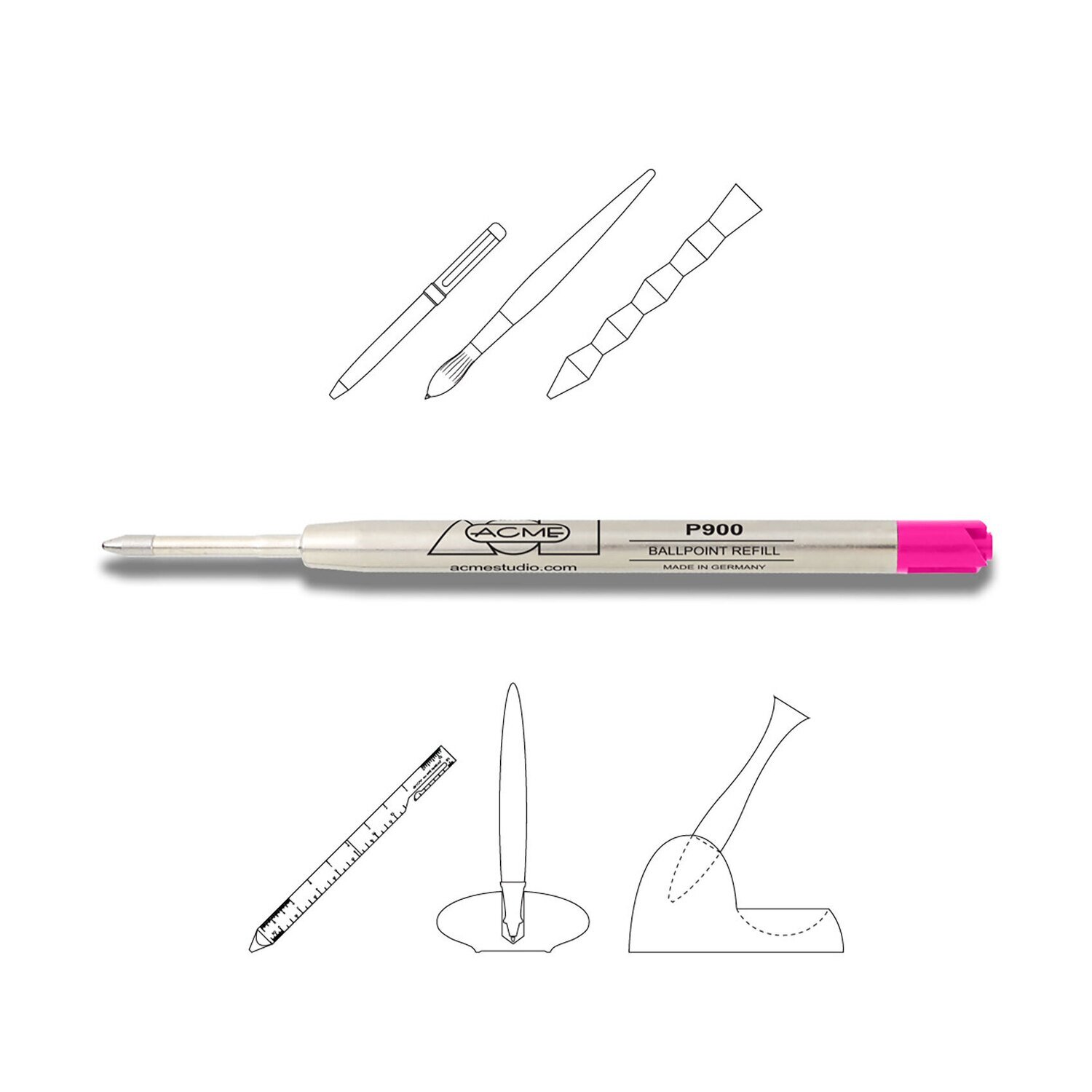 Acme Ballpoint P900 Refill Magenta Flower PREFP900MG, MPN: PREFP900MG