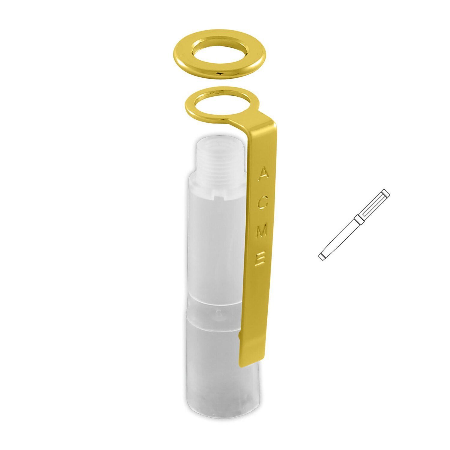 Acme Pushoff with Gold Washer & Clip For Standard Flat Top Roller Ball Pens ZPPUSHOFFWCFG