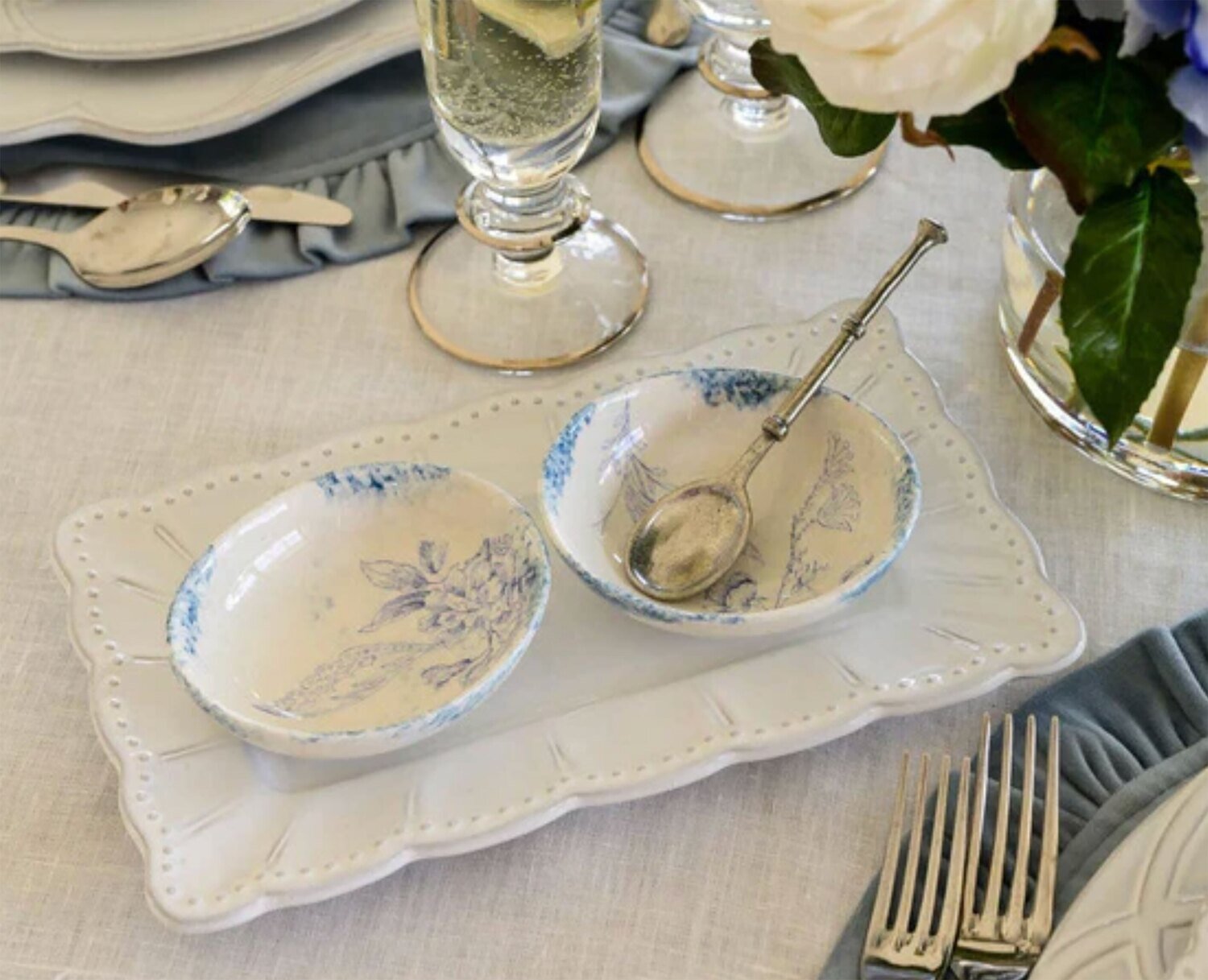 Arte Italica Giulietta Blue Oval Dipping Bowl Set of 2 GIU6811B