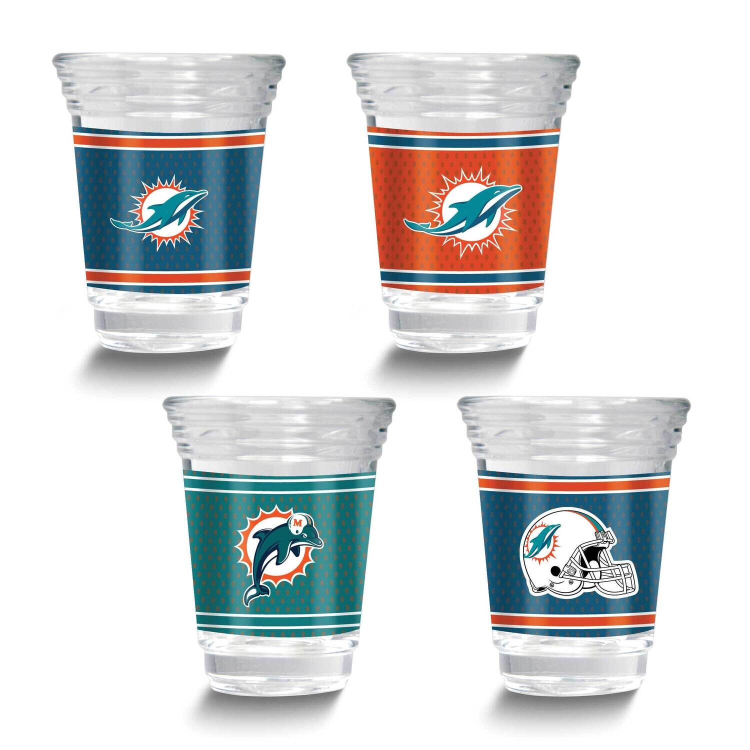 NFL Miami Dolphins 4-piece Shot Glass Set GM26125-DOL, MPN: GM26125-DOL, 737538033322