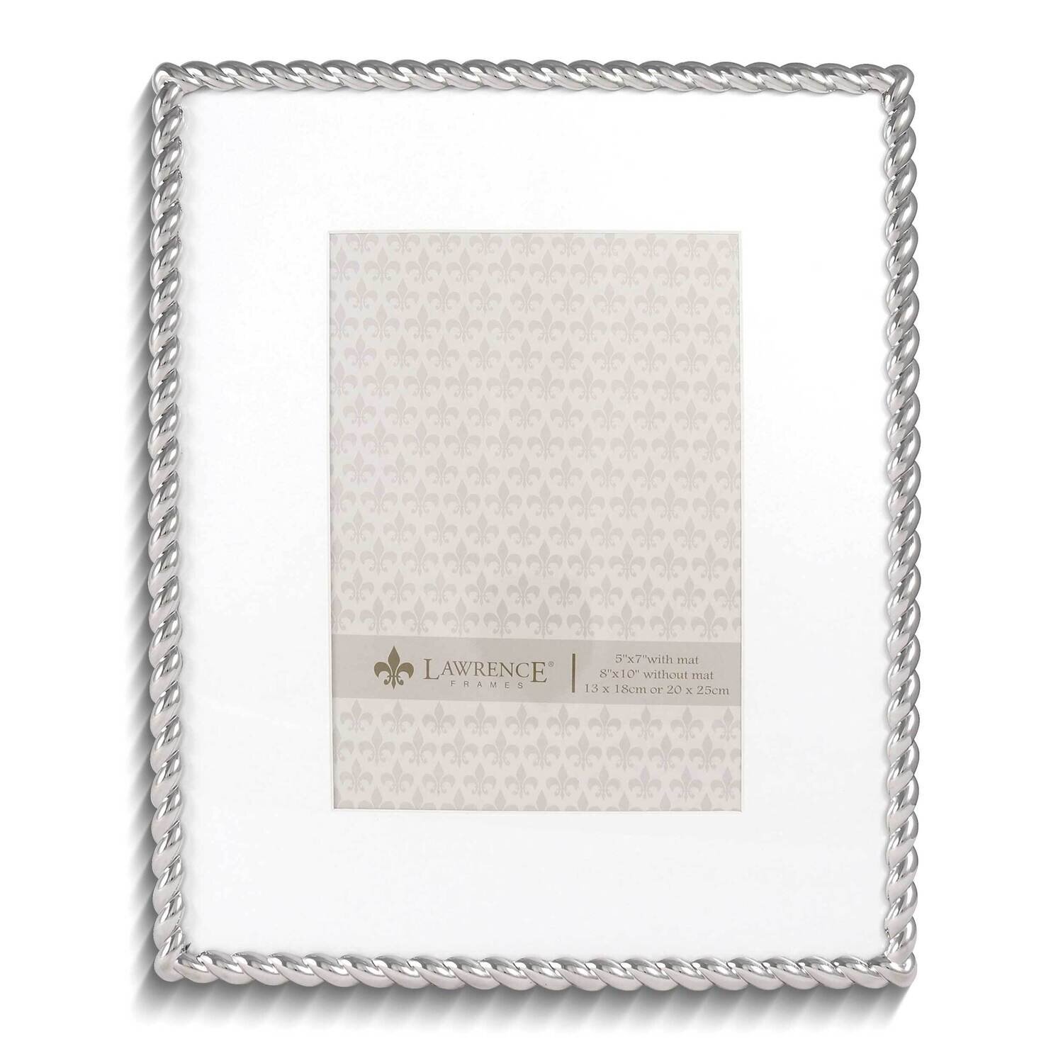 Silver-tone Rope 8 x 10 Inch Photo Picture Frame Matted for 5x7 Photo GM9903