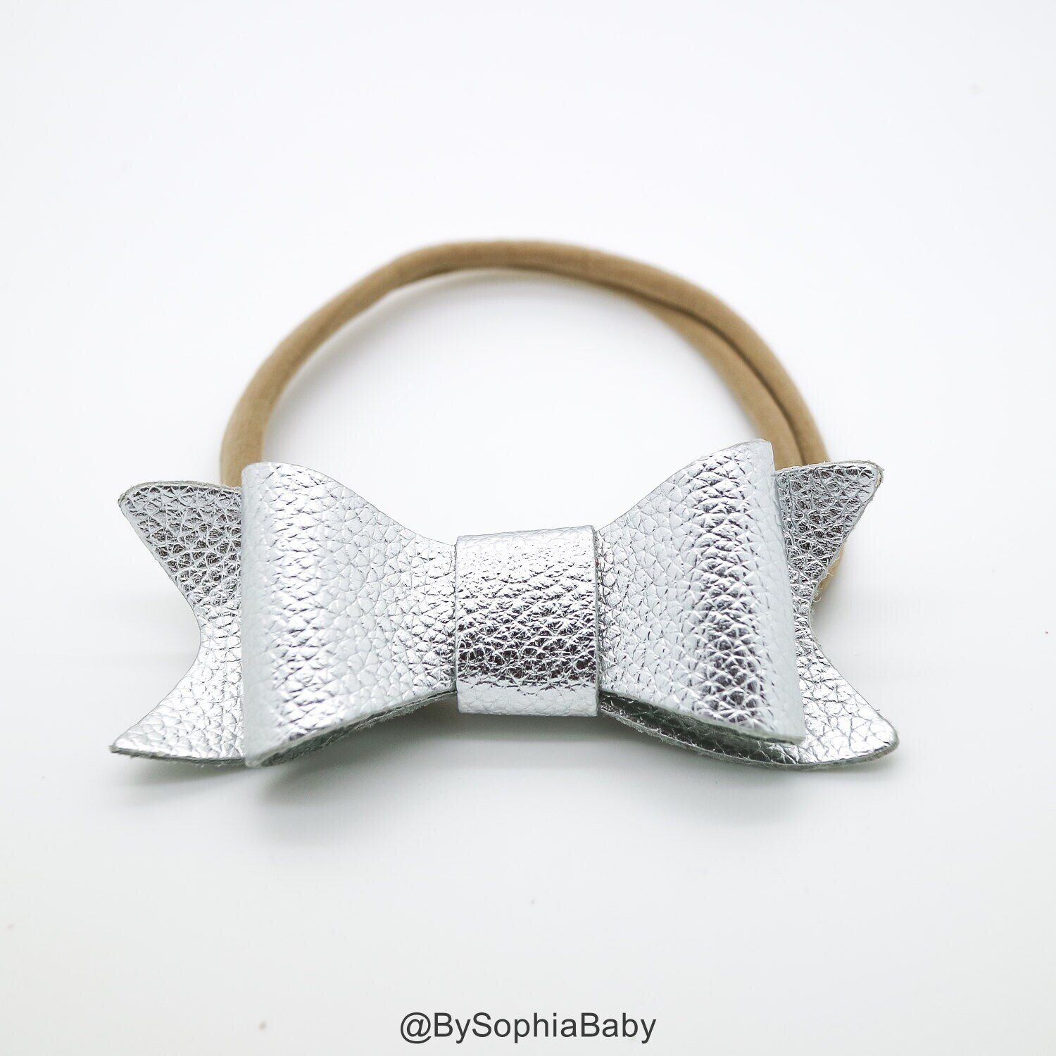 Baby Headband Silver Leather Bow Baby Leather Bow Headband Leather Bow Baby Leather Hair Bow 123, M…