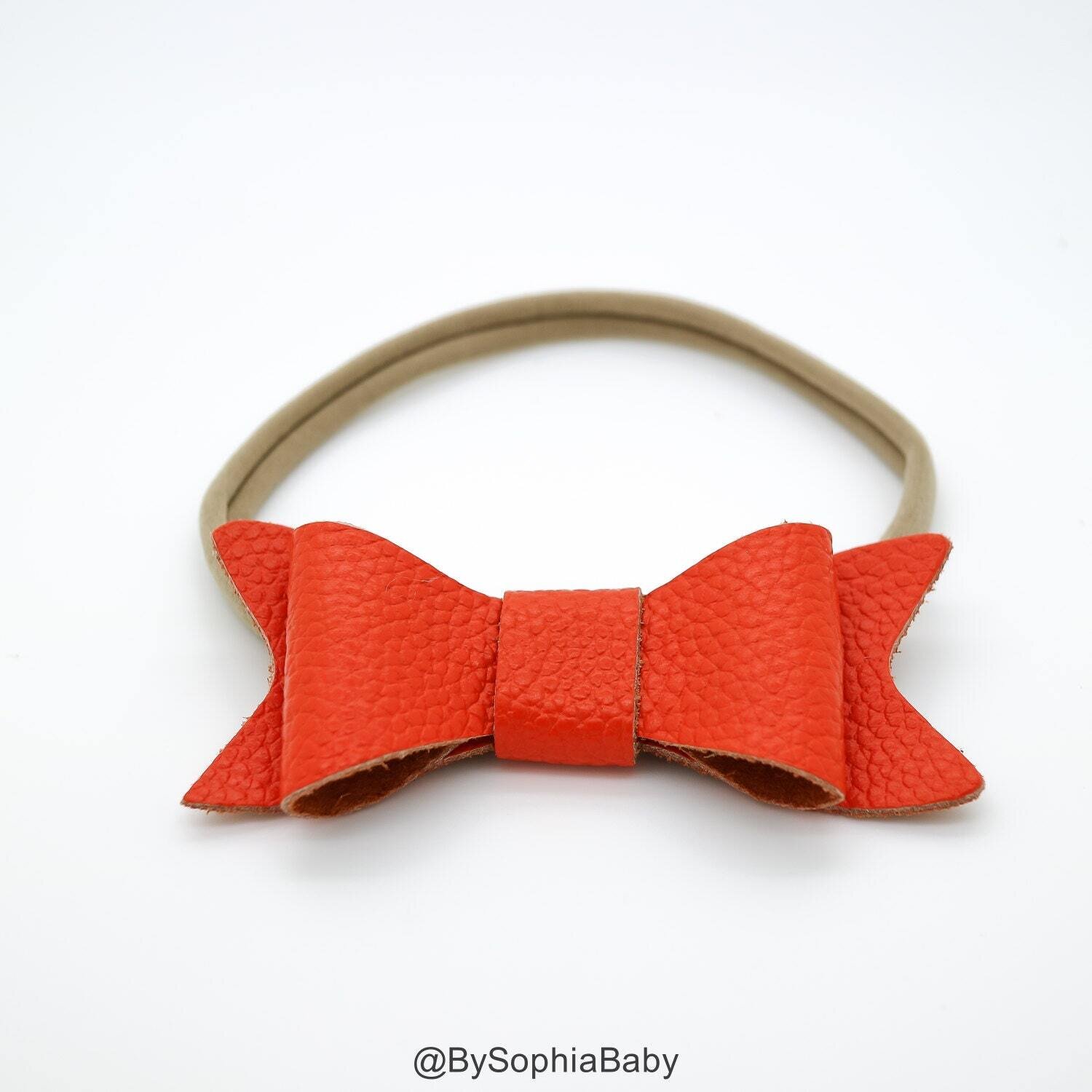 Baby Headband Orange Leather Bow Purple Baby Leather Bow Headband Leather Bow Baby Leather Hair Bow…