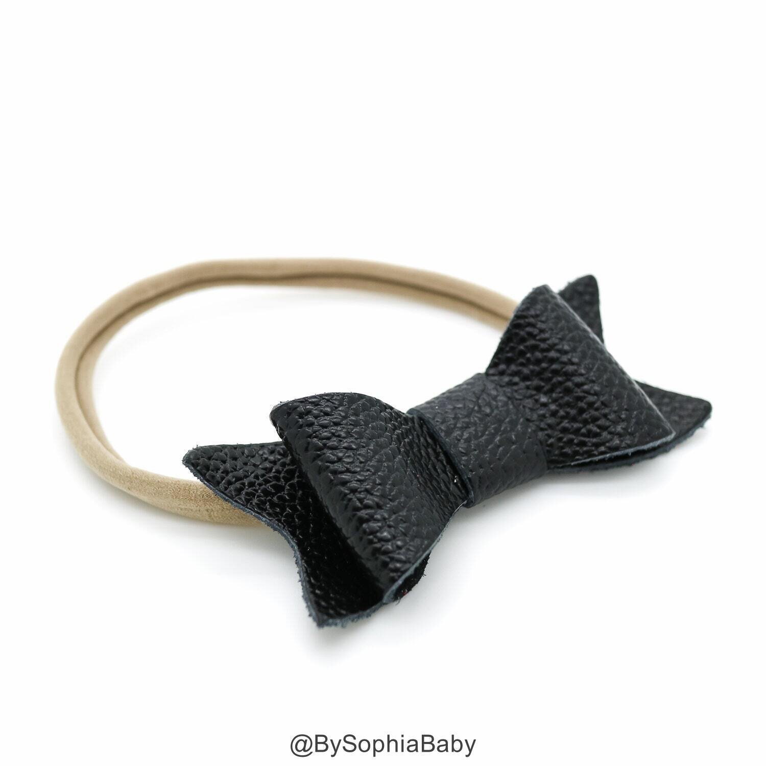 Baby Headband Black Leather Bow Baby Leather Bow Headband Leather Bow Baby Leather Hair Bow 123, MP…