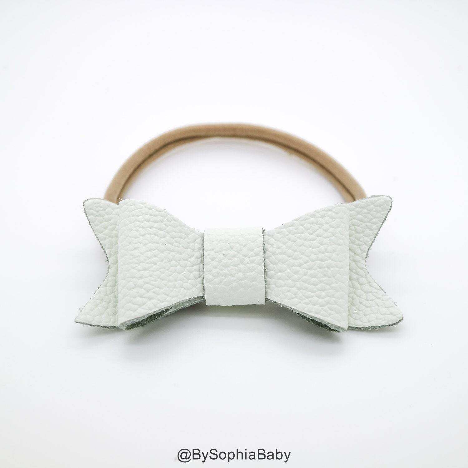 Baby Headband White Leather Bow Baby Leather Bow Headband Leather Bow Baby Leather Hair Bow 123, MP…