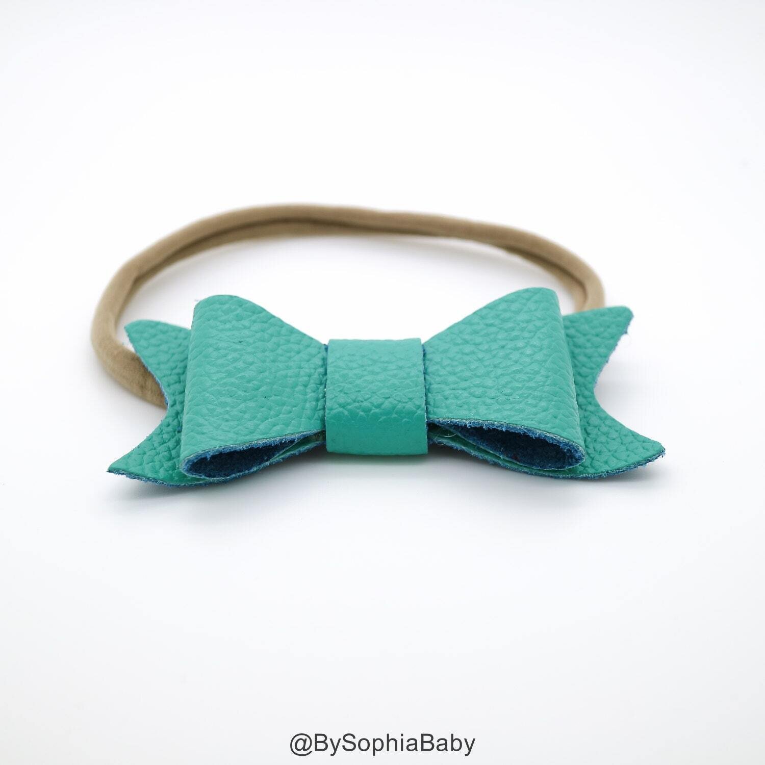Baby Headband Teal Leather Bow Purple Baby Leather Bow Headband Leather Bow Baby Leather Hair Bow 1…