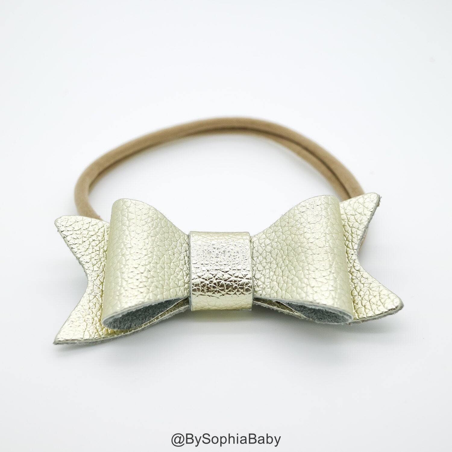 Baby Headband Gold Leather Bow Baby Leather Bow Headband Leather Bow Baby Leather Hair Bow 123