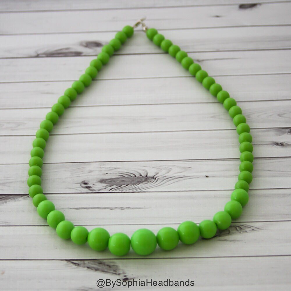 Baby Necklaces Green Baby Necklace Lime Girls Necklace Green Lime Necklace Baby Bead Necklace Green…