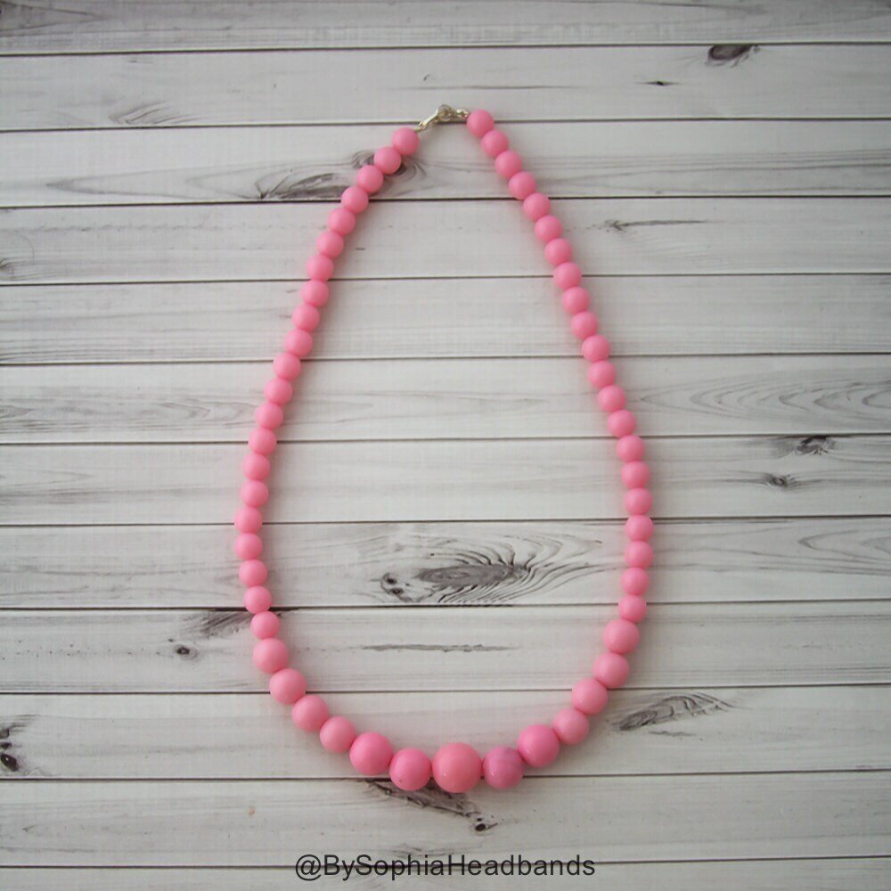 Light Pink Baby Necklace Light Pink Girls Necklace Pink Necklace Baby Bead Necklace Kids Necklace T…