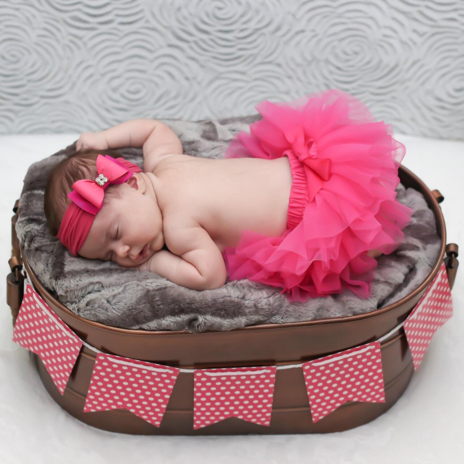 Pink Headband Baby Bow Headband Newborn Headband Baby Headband Photography Prop Hot Pink Headband R…