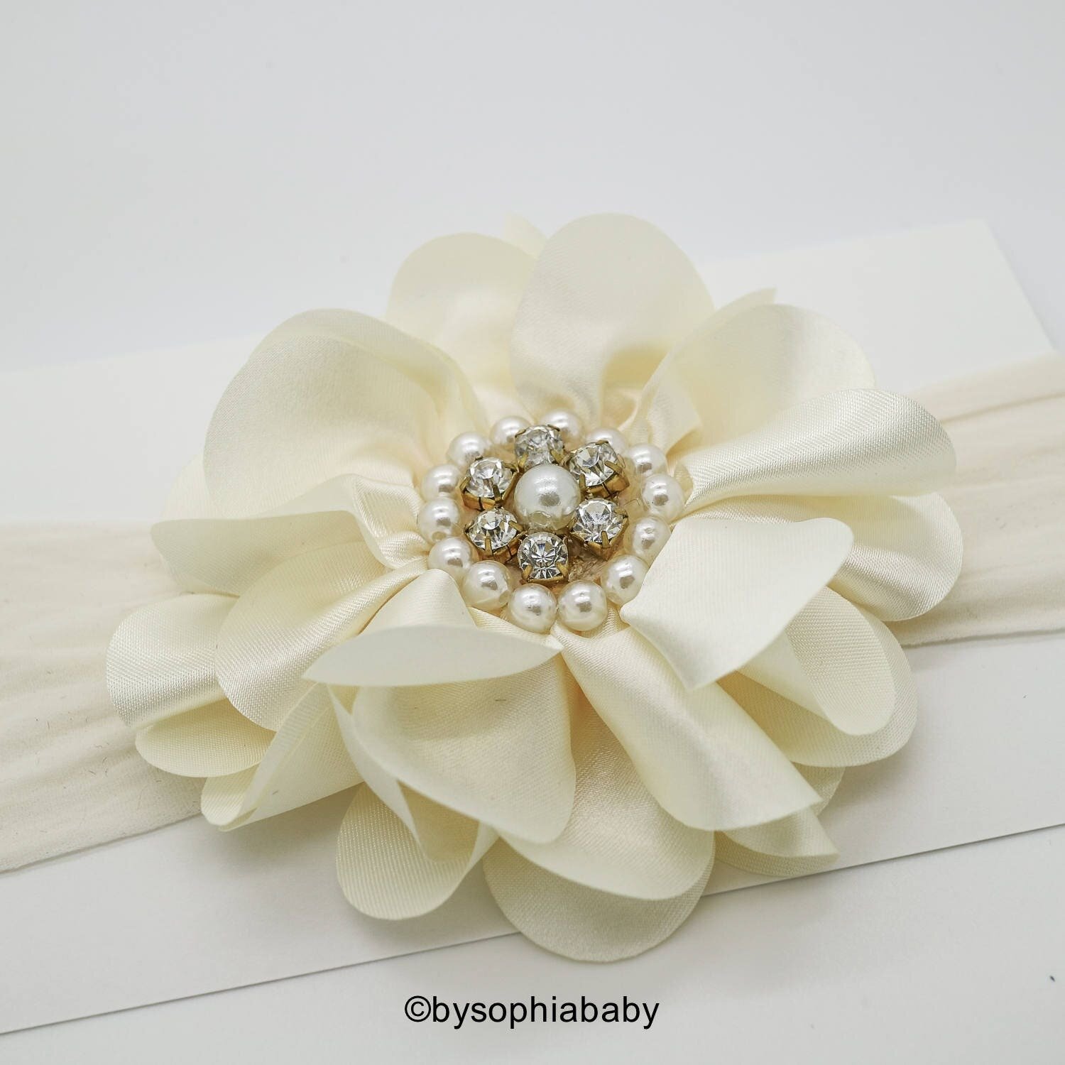 Baby Headband Headwrap Baby Ivory Headband Baby Flower Headband Photography Prop Baby Bows Flower G…