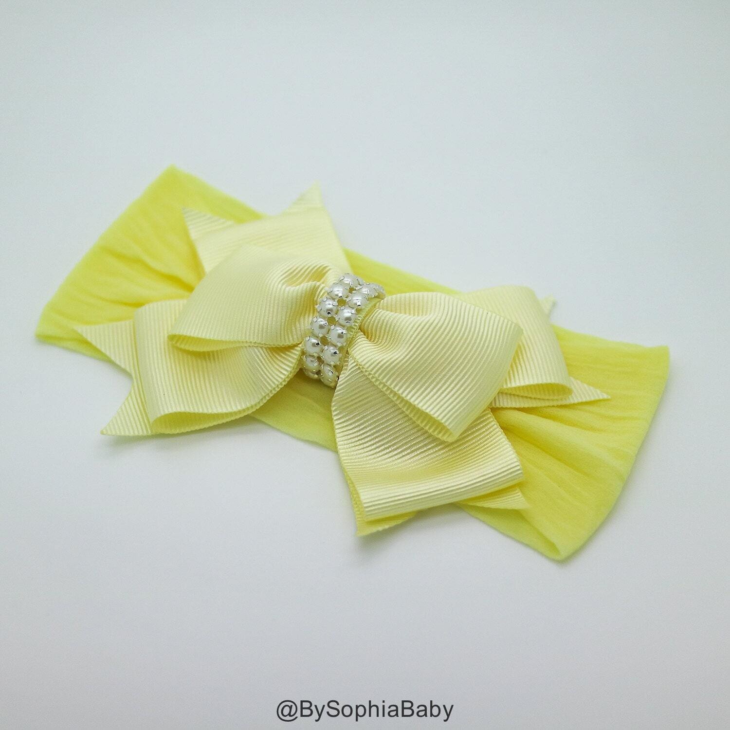 Baby Headband Headwrap Yellow Baby Headband Yellow Bow Headband Baby Bow Headband Big Bow Headband …