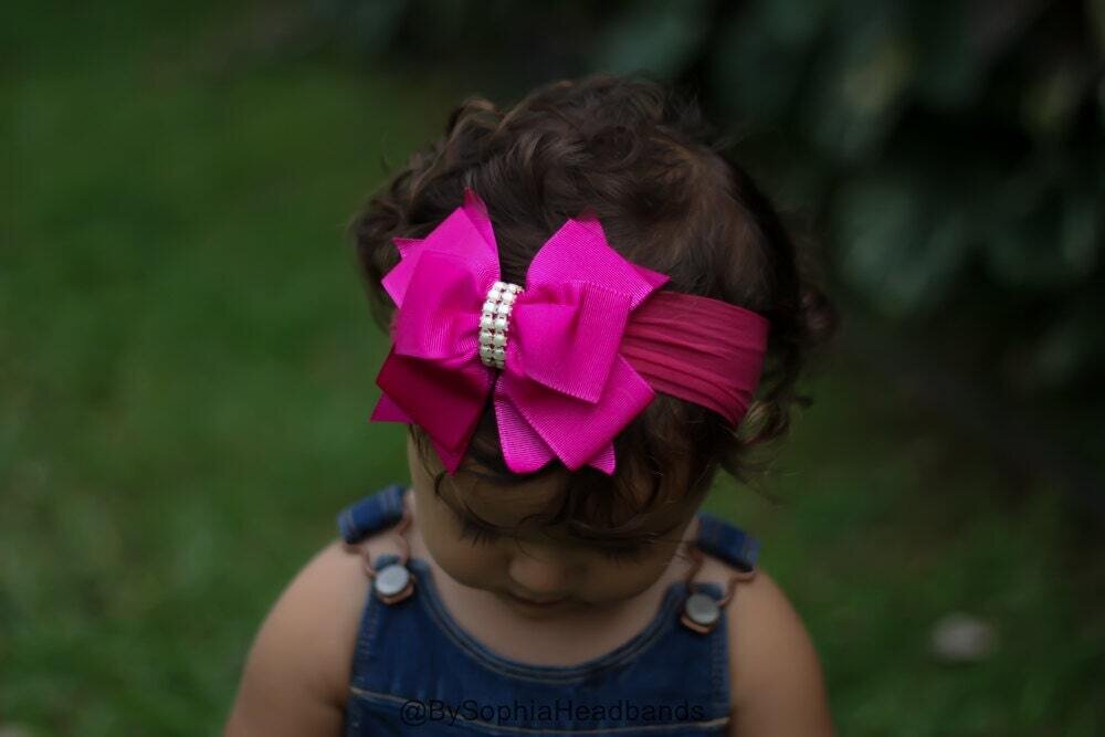 Baby Headband Headwrap Hot Pink Baby Headband Newborn Headband Photography Prop Nylon Headband Pink…