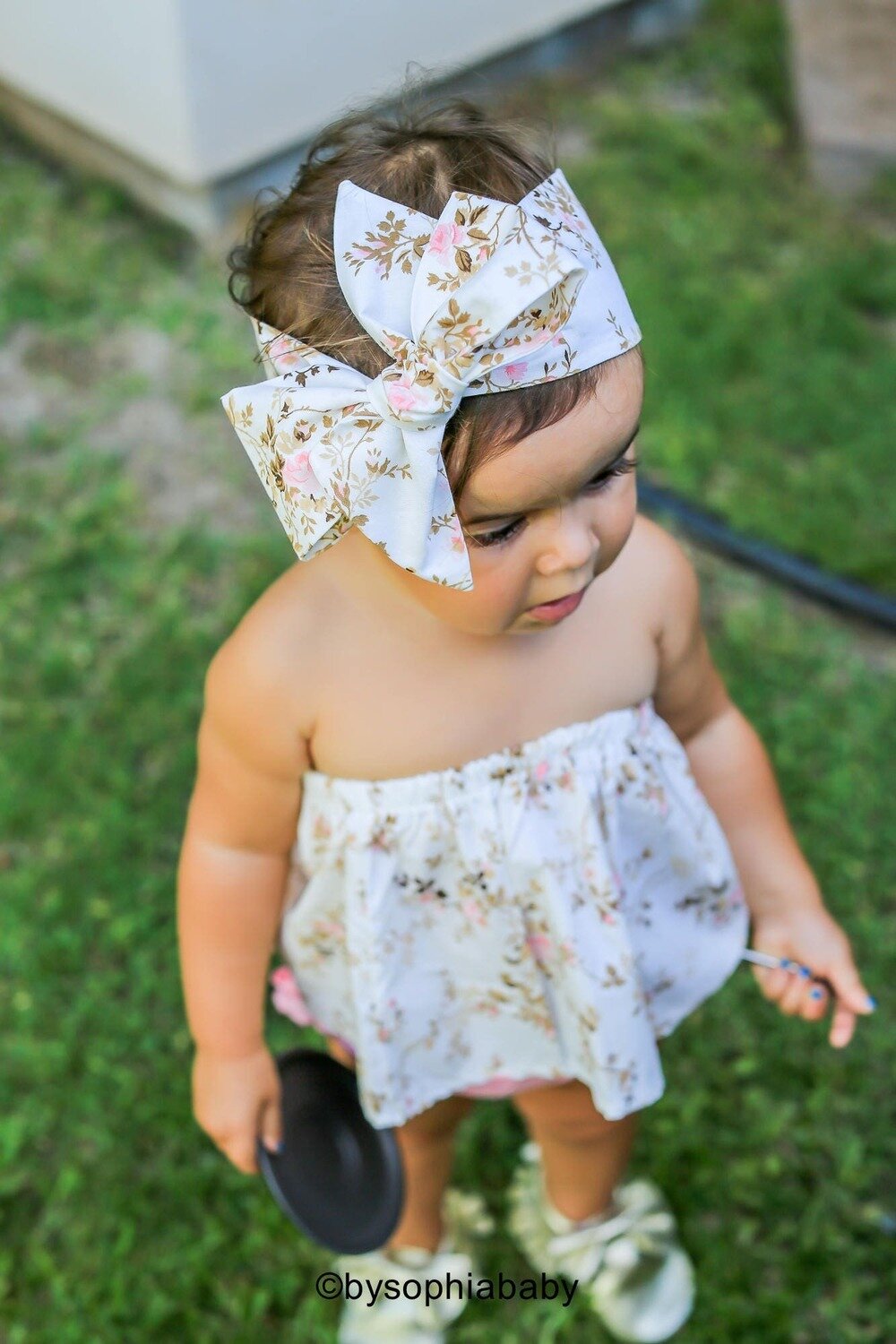 Pink Floral Baby Top and Head Wrap set, Baby Summer Set, Baby Sunsuit, Baby Headwrap, Girls Headwra…