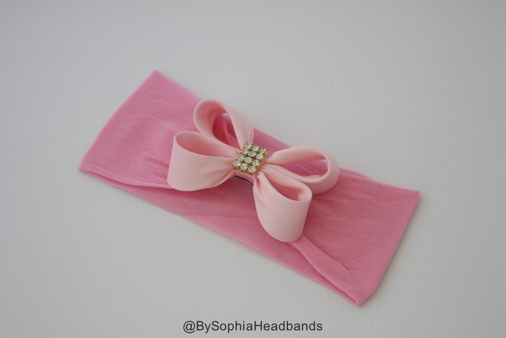 Baby Headband Headwrap Light Pink Bow Headband Pink Baby Headband Newborn Headband Girls Headband B…